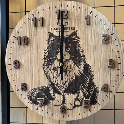 Dřevěné hodiny Ragdoll - Feline timekeepers