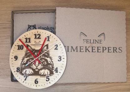 Dřevěné hodiny Kočičí elegance - Feline timekeepers