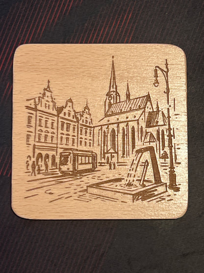 Dřevěný podtácek: Plzeň
