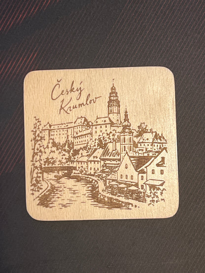 Dřevěný podtácek: Český Krumlov