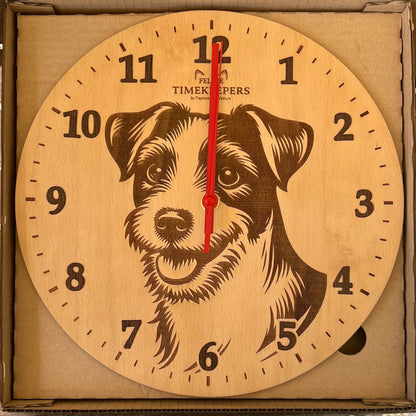 Dřevěné hodiny Jack Russel Terrier - Feline timekeepers