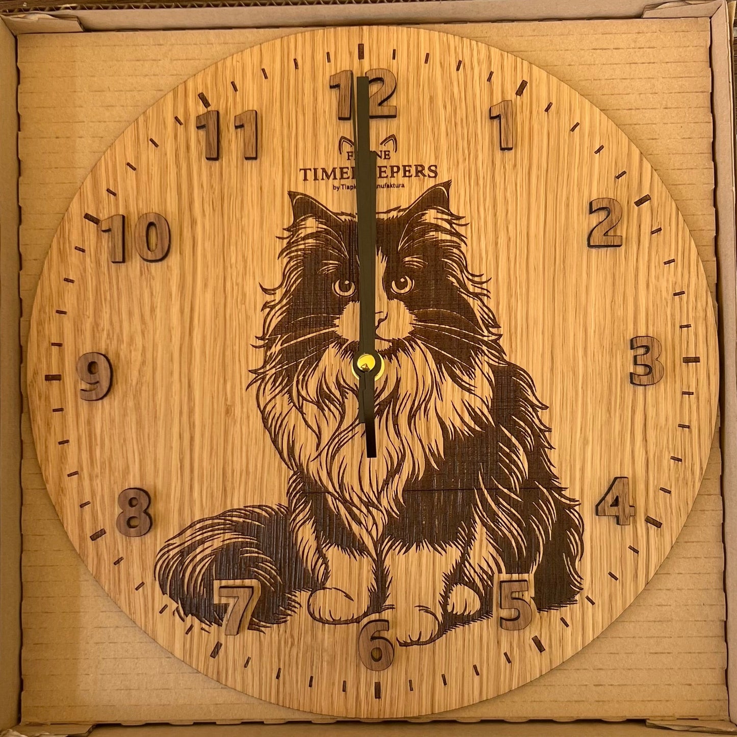 Dřevěnné hodiny s mor'tivem kočky ragdoll feline timekeepres