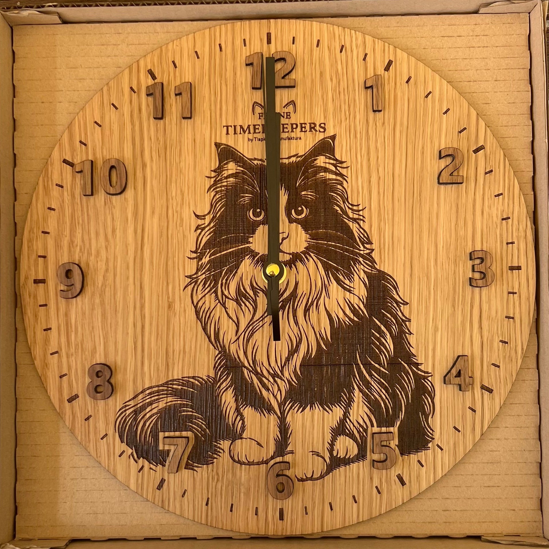 Dřevěnné hodiny s mor'tivem kočky ragdoll feline timekeepres