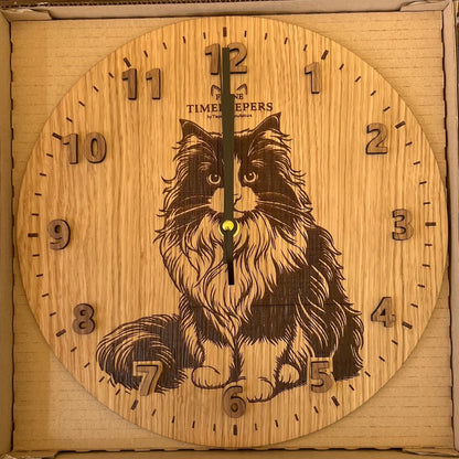Dřevěnné hodiny s mor'tivem kočky ragdoll feline timekeepres