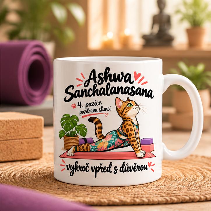 Hrnek jóga pozdrav slunci  4/12 Ashwa Sanchalanasana