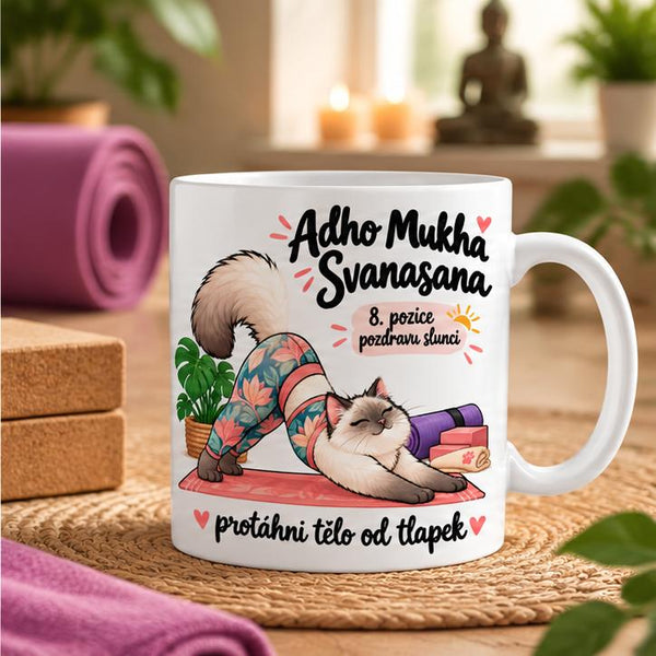 Hrnek jóga pozdrav slunci 8/12 Adho Mukha Svanasana