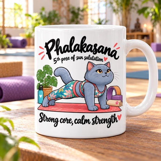 Mug Joga Sun Salutation pose 5/12 Phalakasana